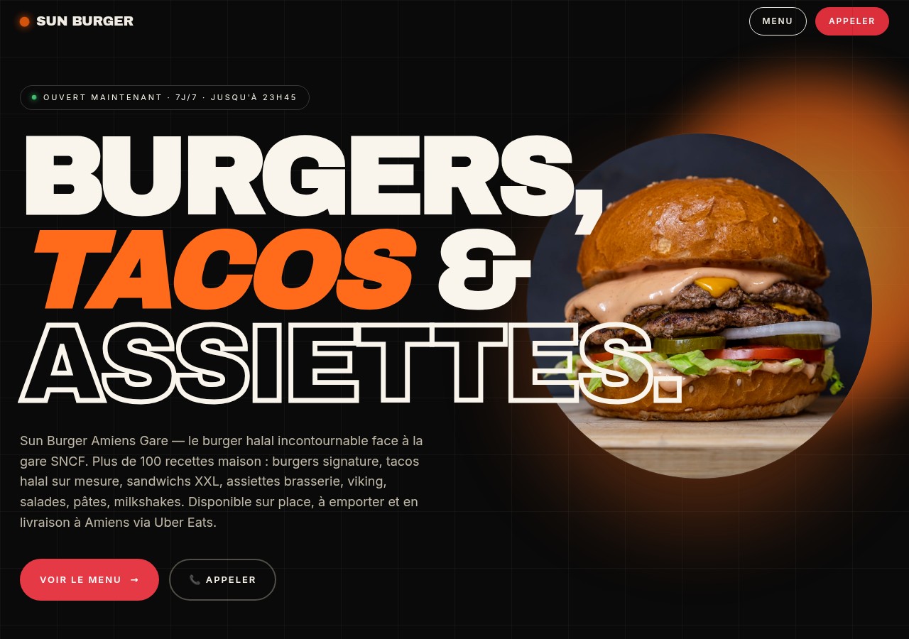 Sun Burger Amiens Gare — site vitrine